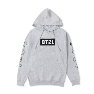 BT21 FACE SLEEVE HOODIE GY