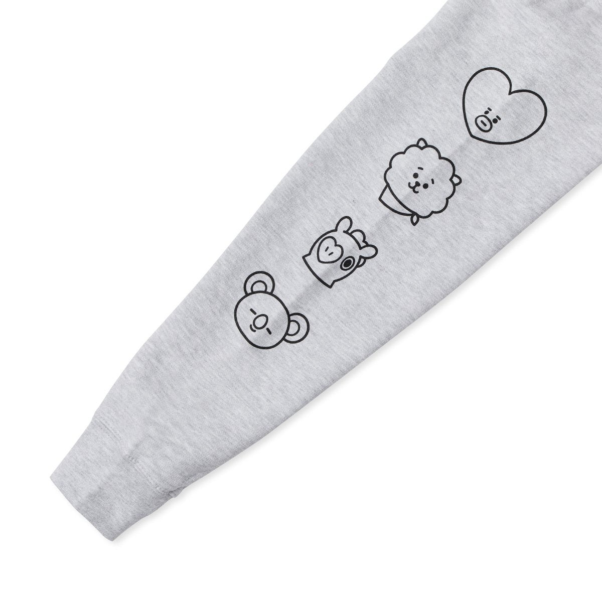 BT21 FACE SLEEVE HOODIE GY