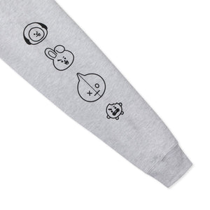 BT21 FACE SLEEVE HOODIE GY