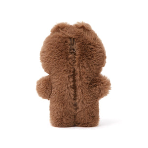 BROWN Flat Fur Mini Pouch